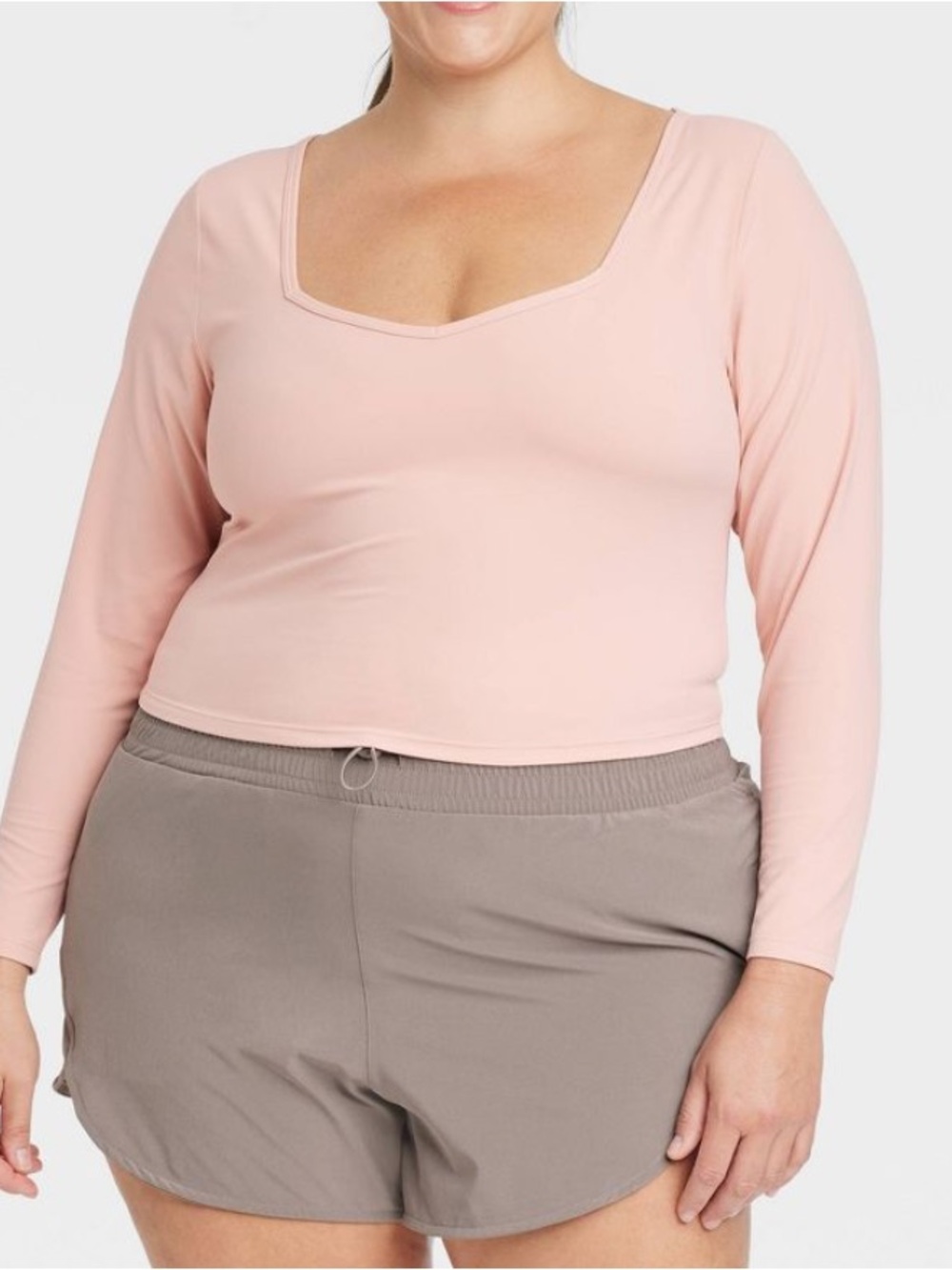 all in motion Dusty Pink Scoop Neck Long Sleeve Crop Top